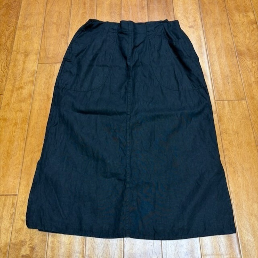 Flax Black Midi Linen Skirt